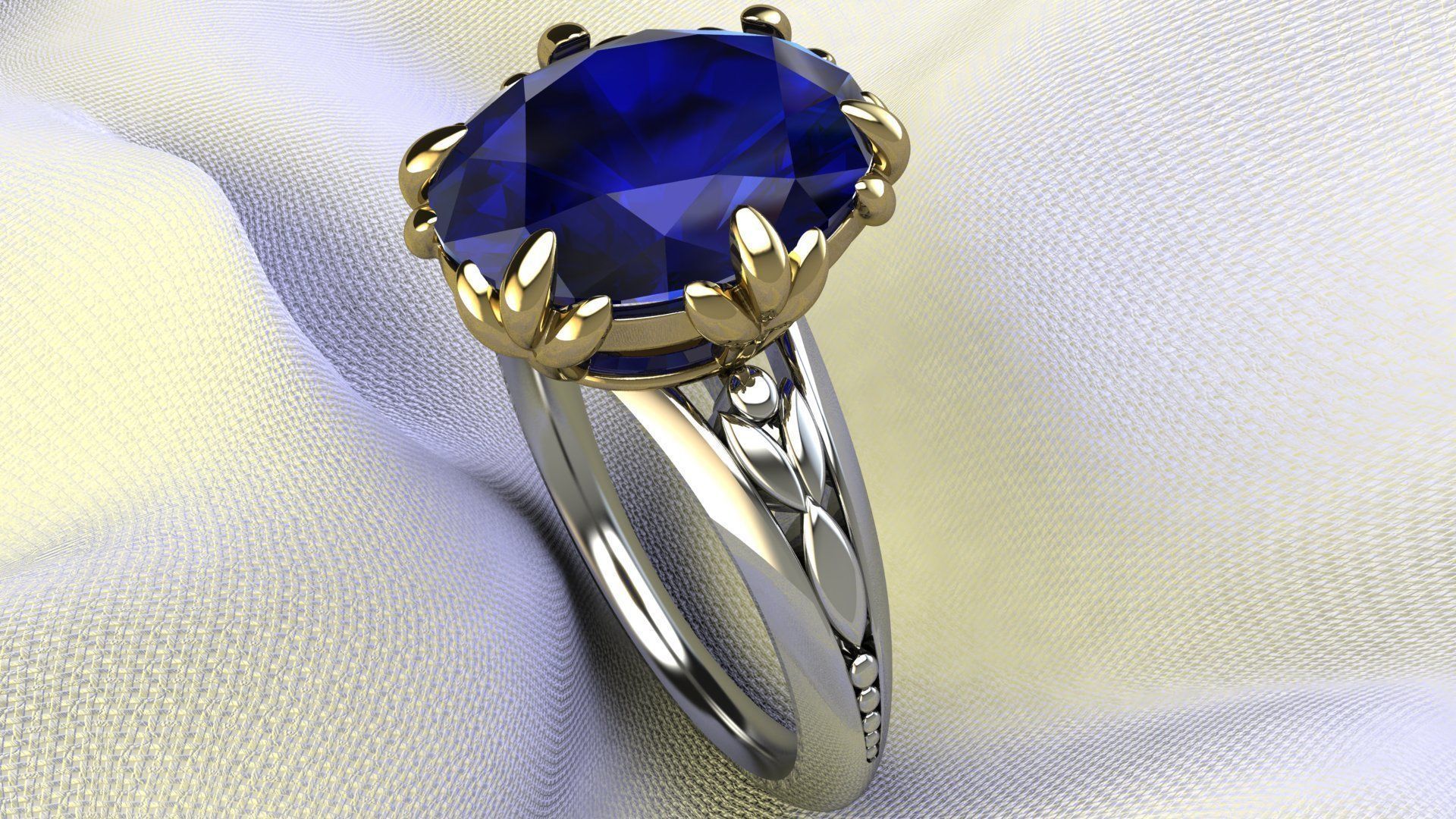 Oval Gem Ring 3D print model_1