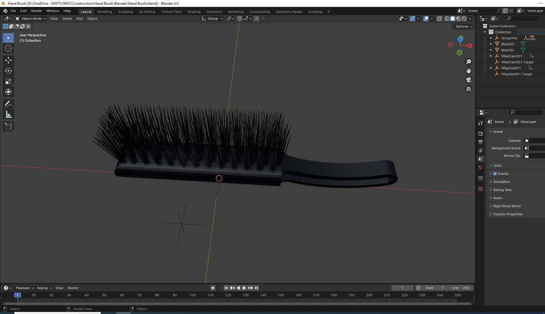 Hand Brush Low-poly 3D model_4