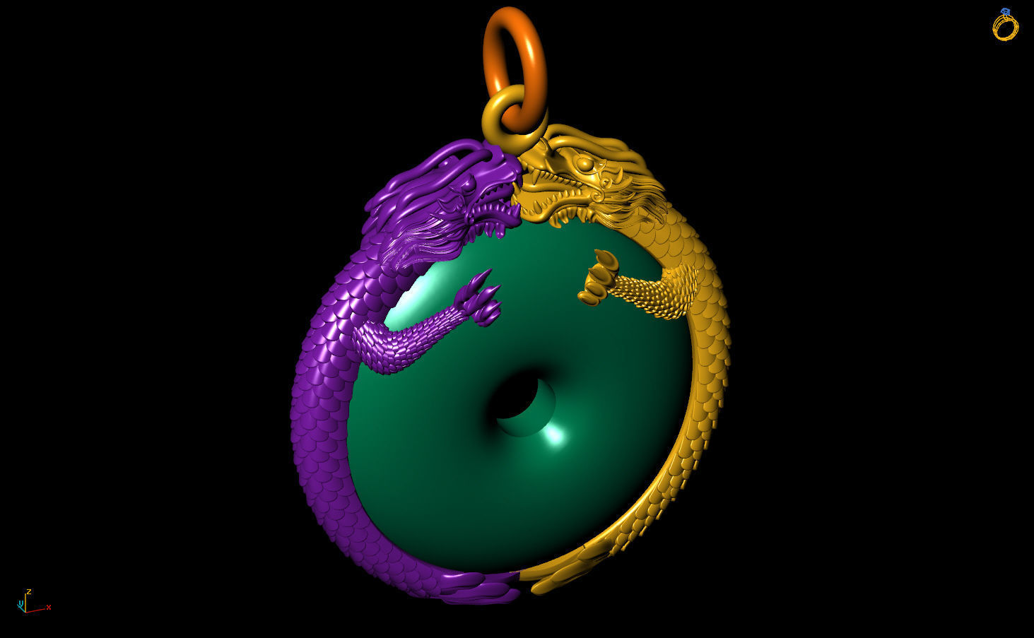 Dragon Pendant 3D print model_5