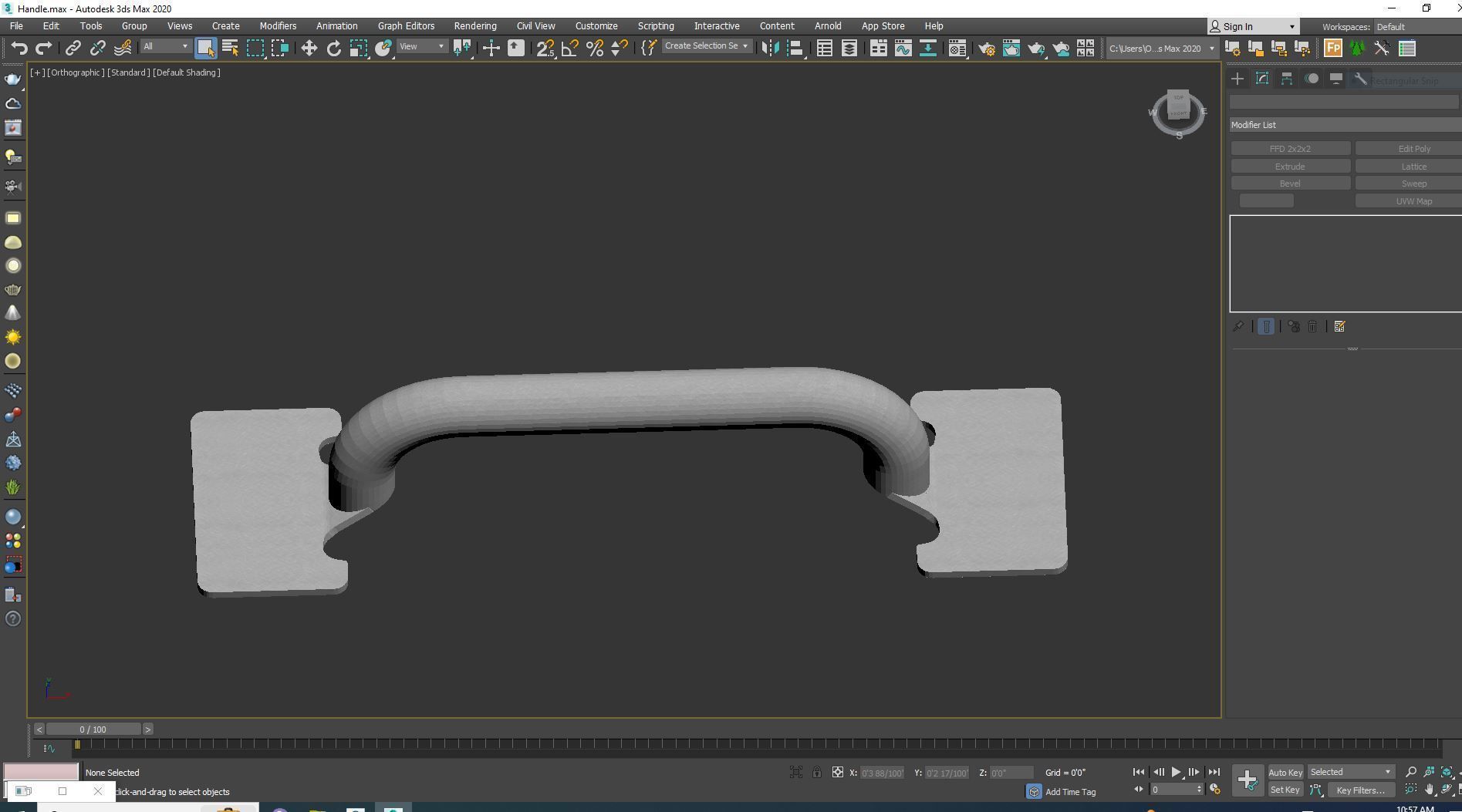 Handle - Metal Low-poly 3D model_3