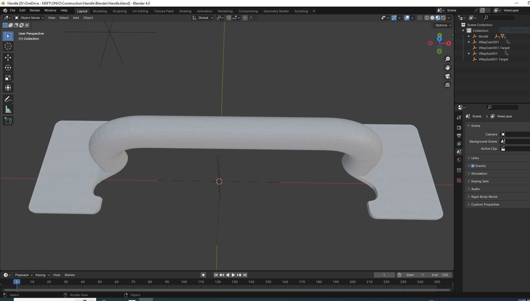 Handle - Metal Low-poly 3D model_4