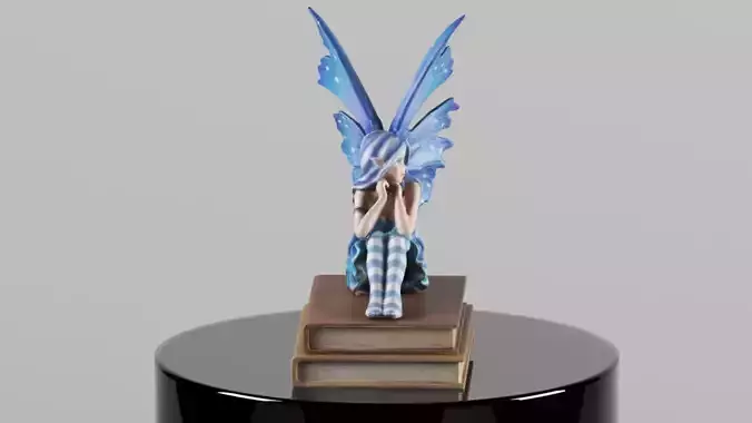 Ebros Amy Brown Pretty Blue Moon Scholar Book Muse Fairy Statue