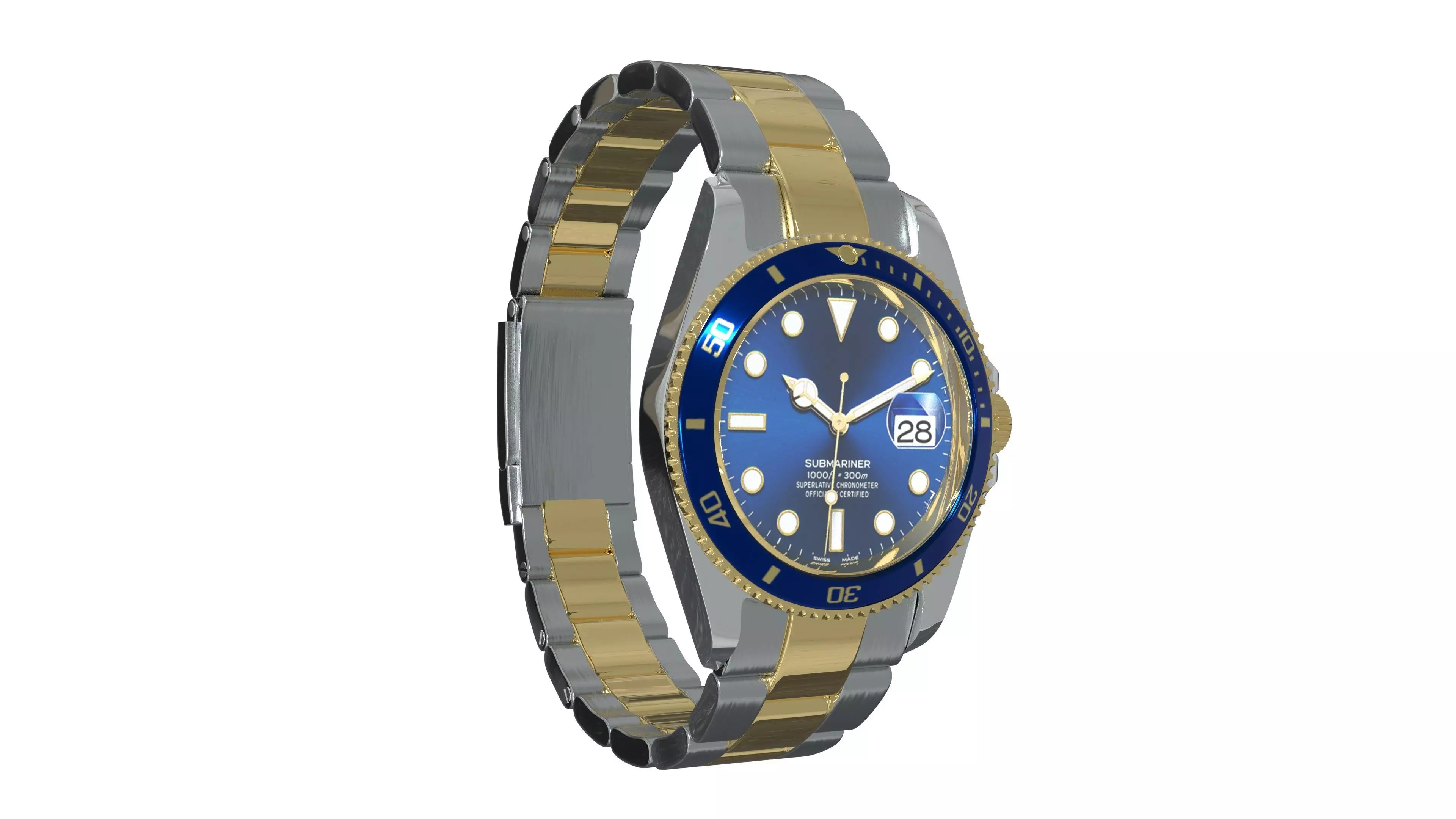 Rolex Submariner Date Oystersteel and yellow gold - Blue Dial Low-poly 3D model