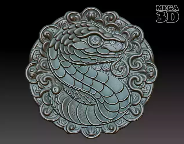 Snake - Chinese zodiac animal Basrelief 240703 3D print model