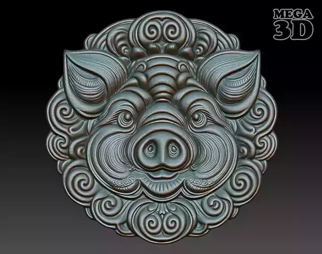 Pig - Chinese zodiac animal Basrelief 240703 3D print model