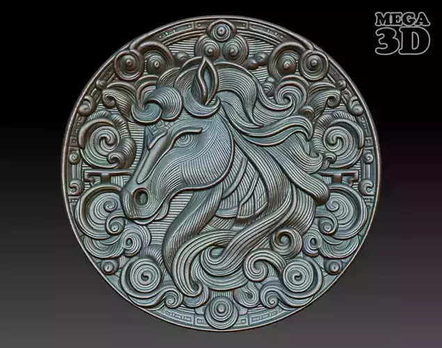 Horse - Chinese zodiac animal Basrelief 240703 3D print model