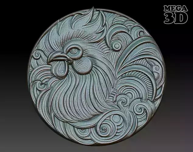 Chicken - Chinese zodiac animal Basrelief 240703 3D print model