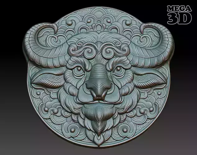 Buffalo - Chinese zodiac animal Basrelief 240703 3D print model