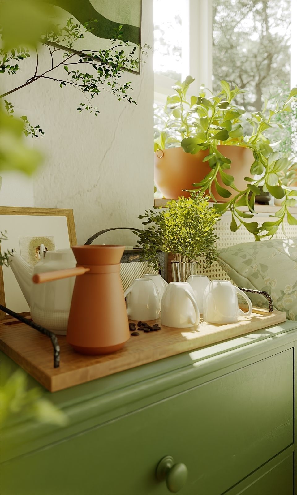 Green bedroom 3D model_1