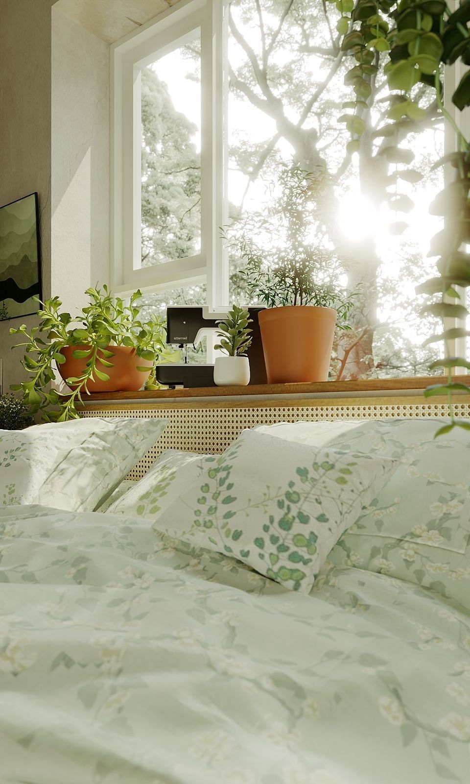 Green bedroom 3D model_2