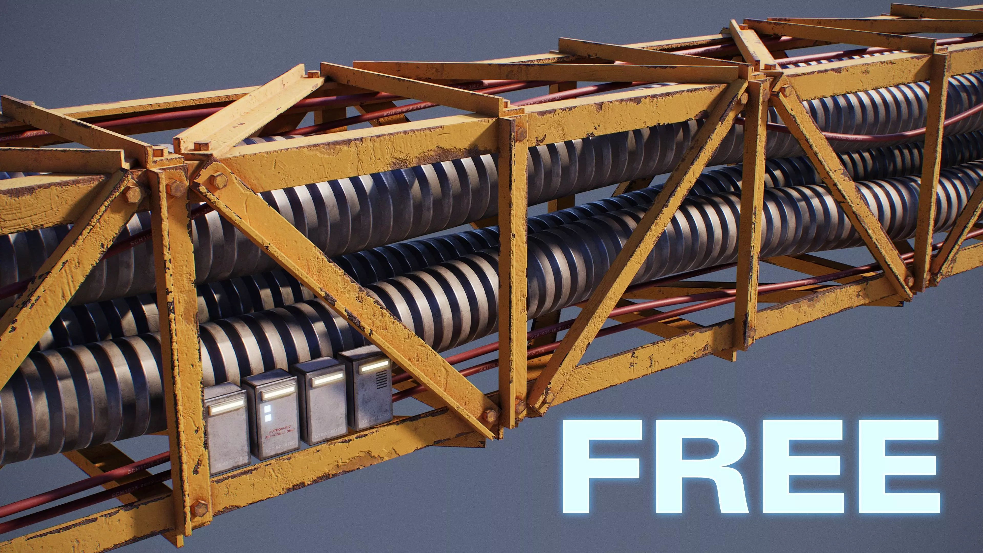 Sci-Fi Kit Free 08 Tubes Cables-PBR Free low-poly 3D model_0