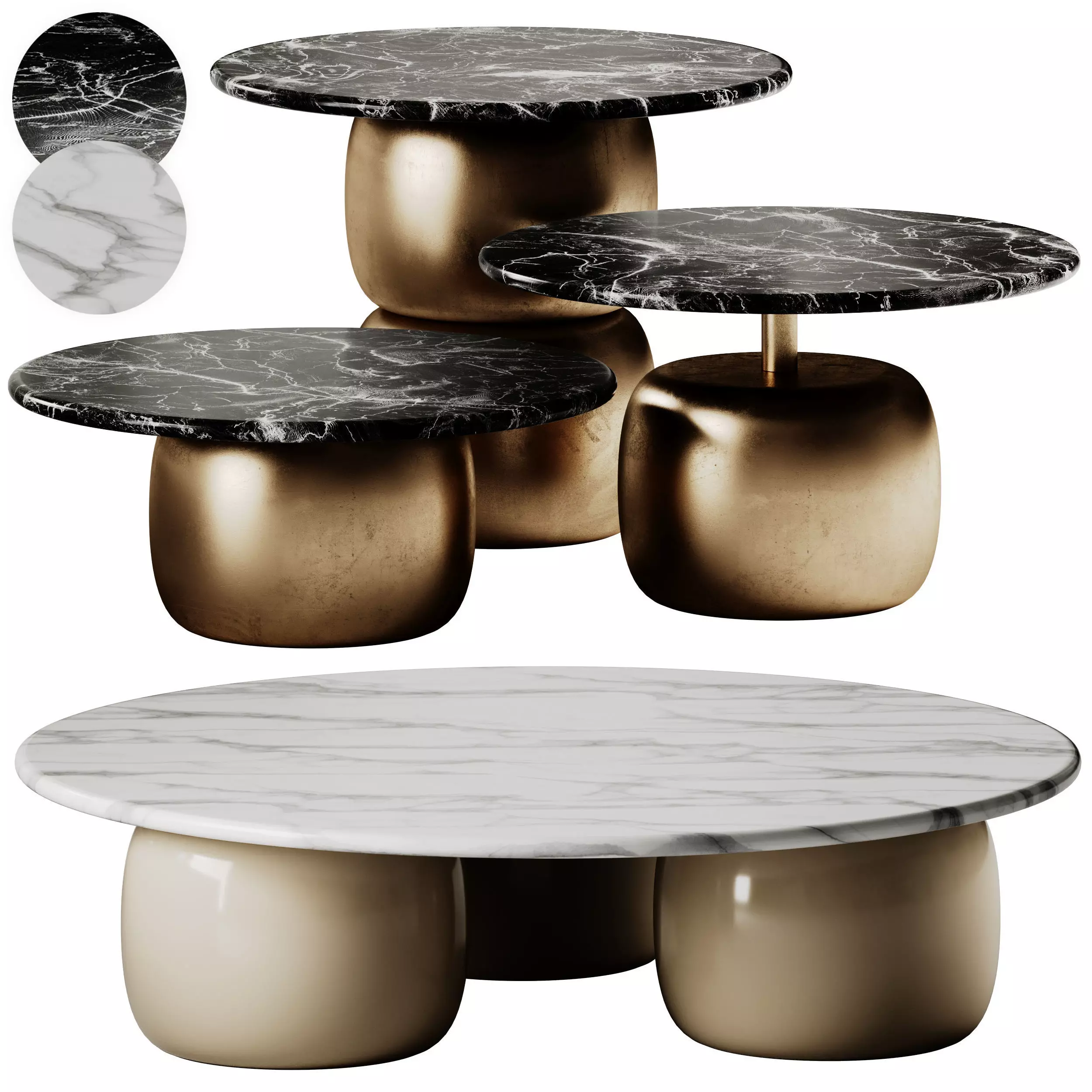 Marelli Lua Coffee Table set 3D model_0