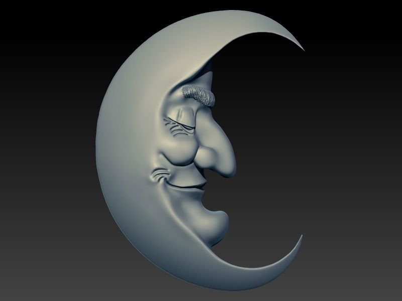 Antique moon crescent face Charm Pendant Necklace Jewelry 3D print model_18