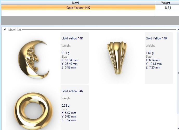 Antique moon crescent face Charm Pendant Necklace Jewelry 3D print model_14