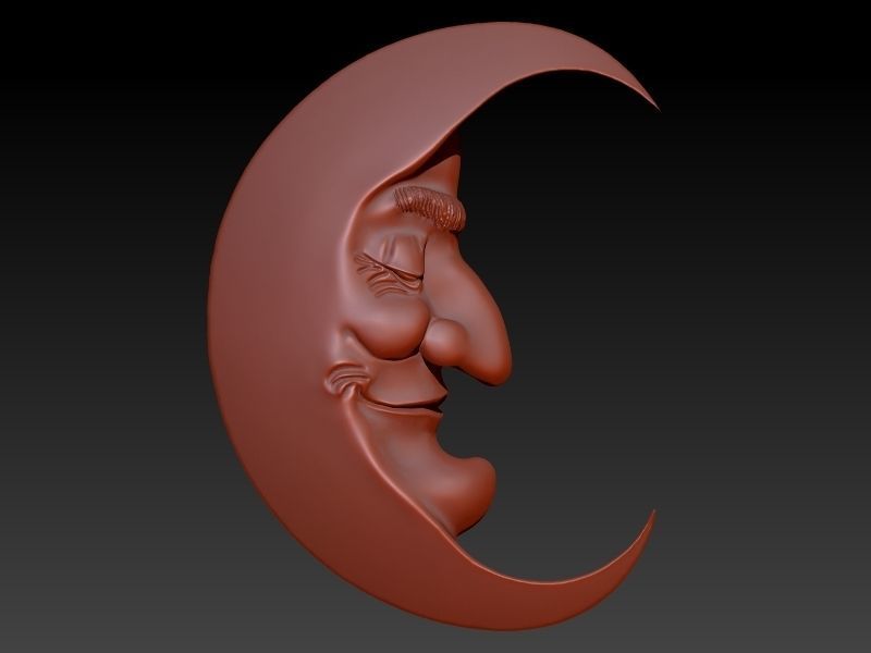 Antique moon crescent face Charm Pendant Necklace Jewelry 3D print model_1