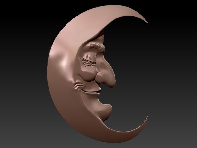 Antique moon crescent face Charm Pendant Necklace Jewelry 3D print model_19