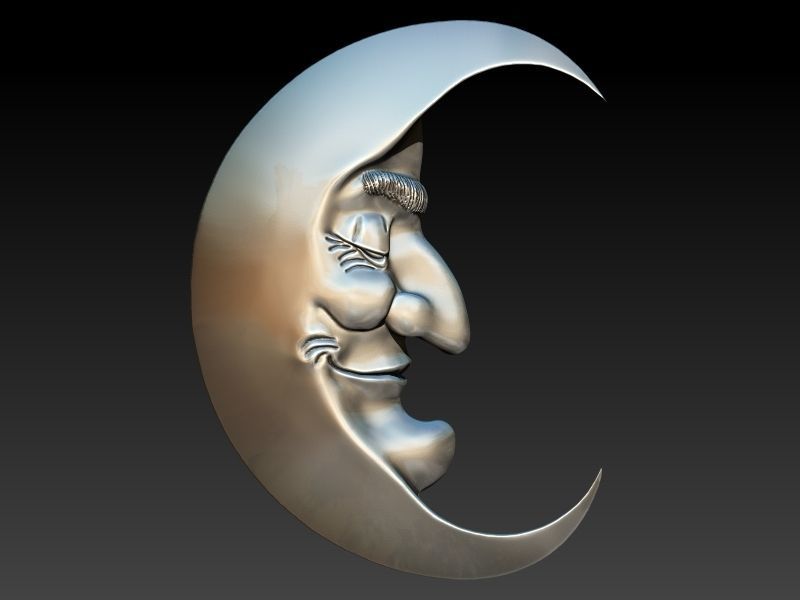 Antique moon crescent face Charm Pendant Necklace Jewelry 3D print model_12