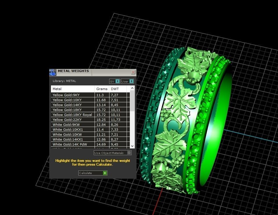 Vintage Bohemian vine grape leaf  Wedding Ring  with enamel 1231 3D print model_3