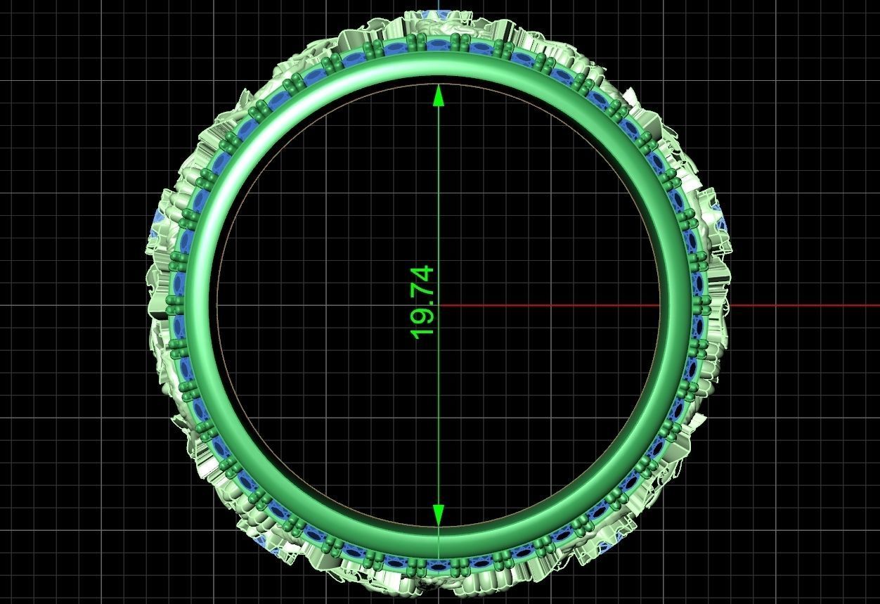Vintage Bohemian vine grape leaf  Wedding Ring  with enamel 1231 3D print model_8