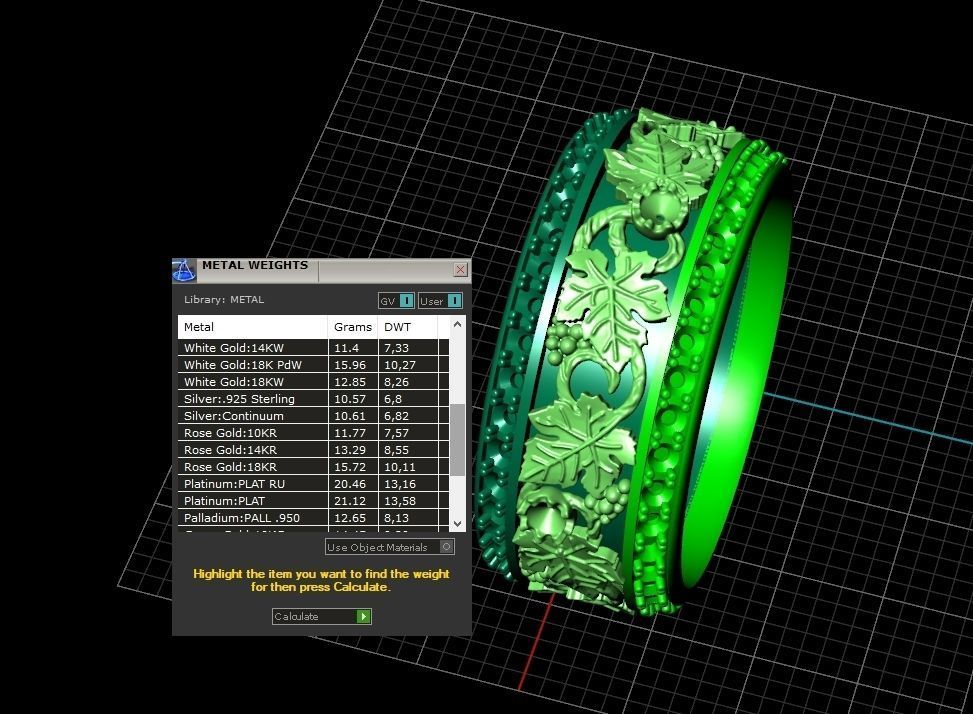 Vintage Bohemian vine grape leaf  Wedding Ring  with enamel 1231 3D print model_4