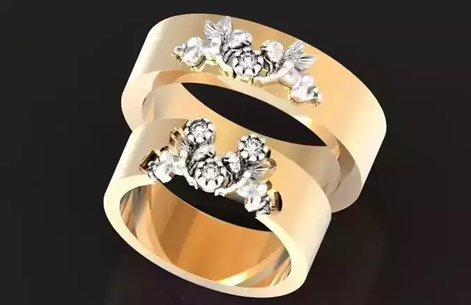 Cupid couple wedding rings 1233 3D print model