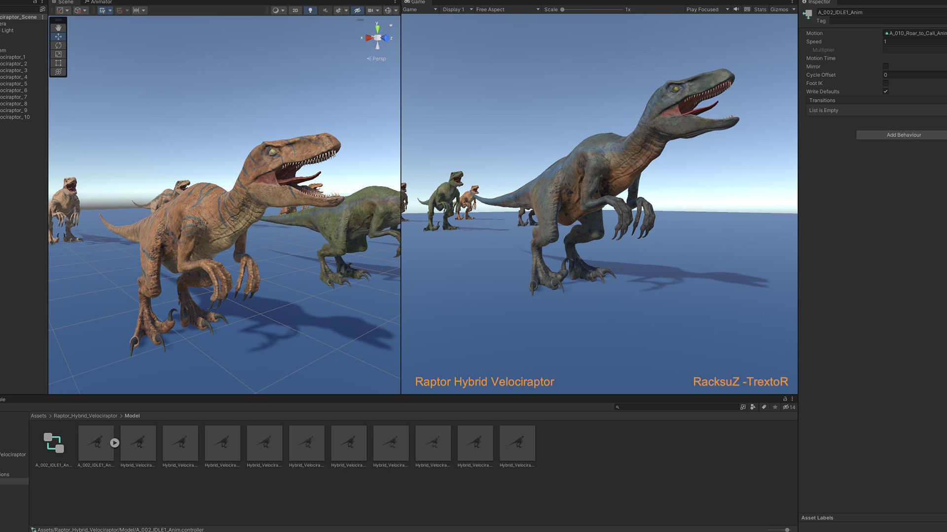 Raptor Dinosaur - Hybrid Velociraptor - Unity Engine Project Low-poly 3D model_12