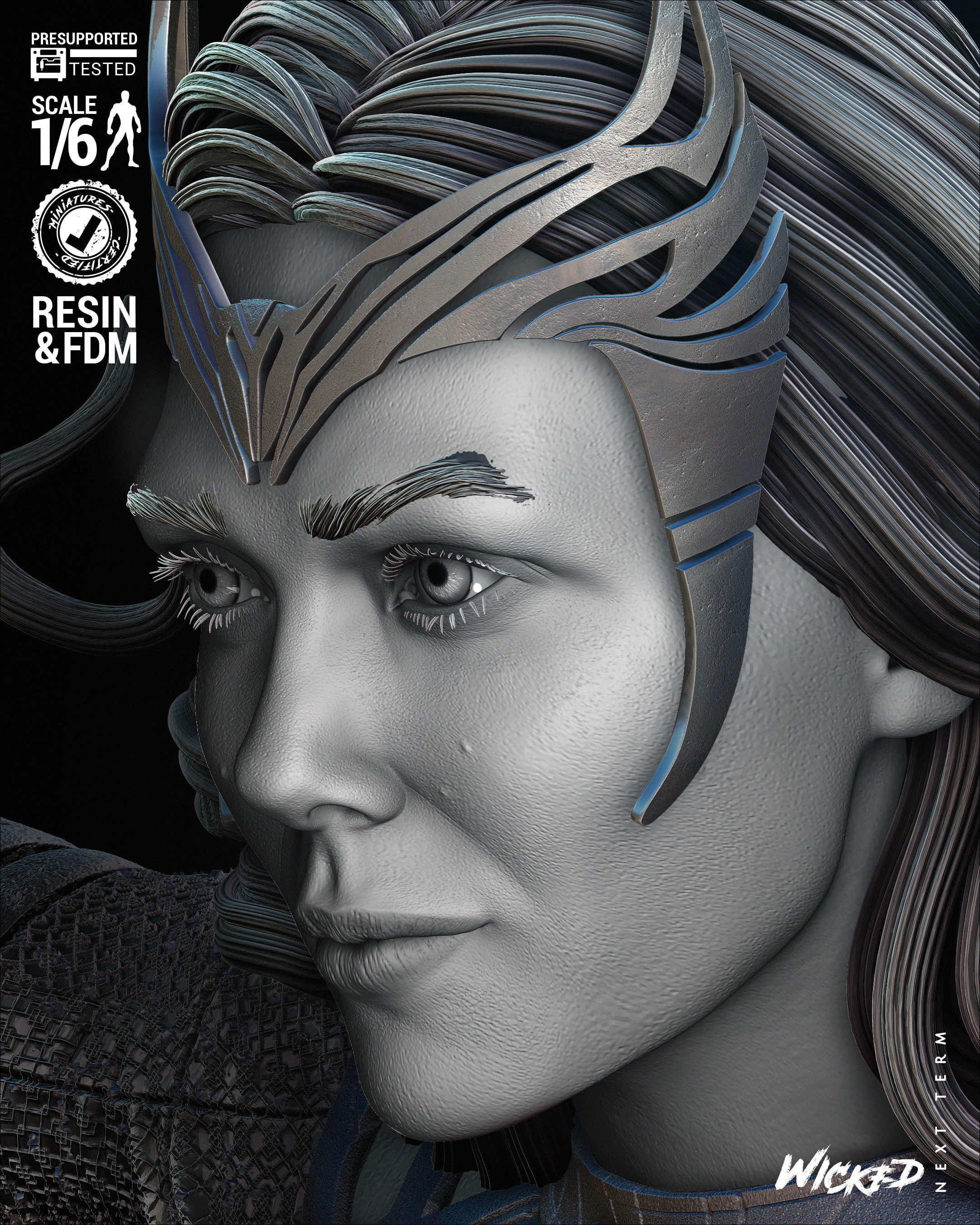 Wicked Marvel Scarlet Witch Sculpture 3D print model_23