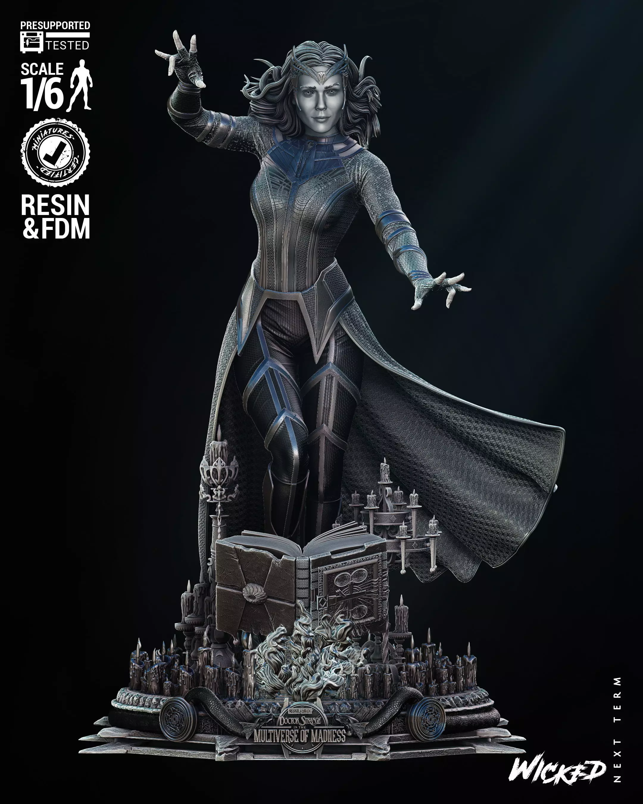 Wicked Marvel Scarlet Witch Sculpture 3D print model_0