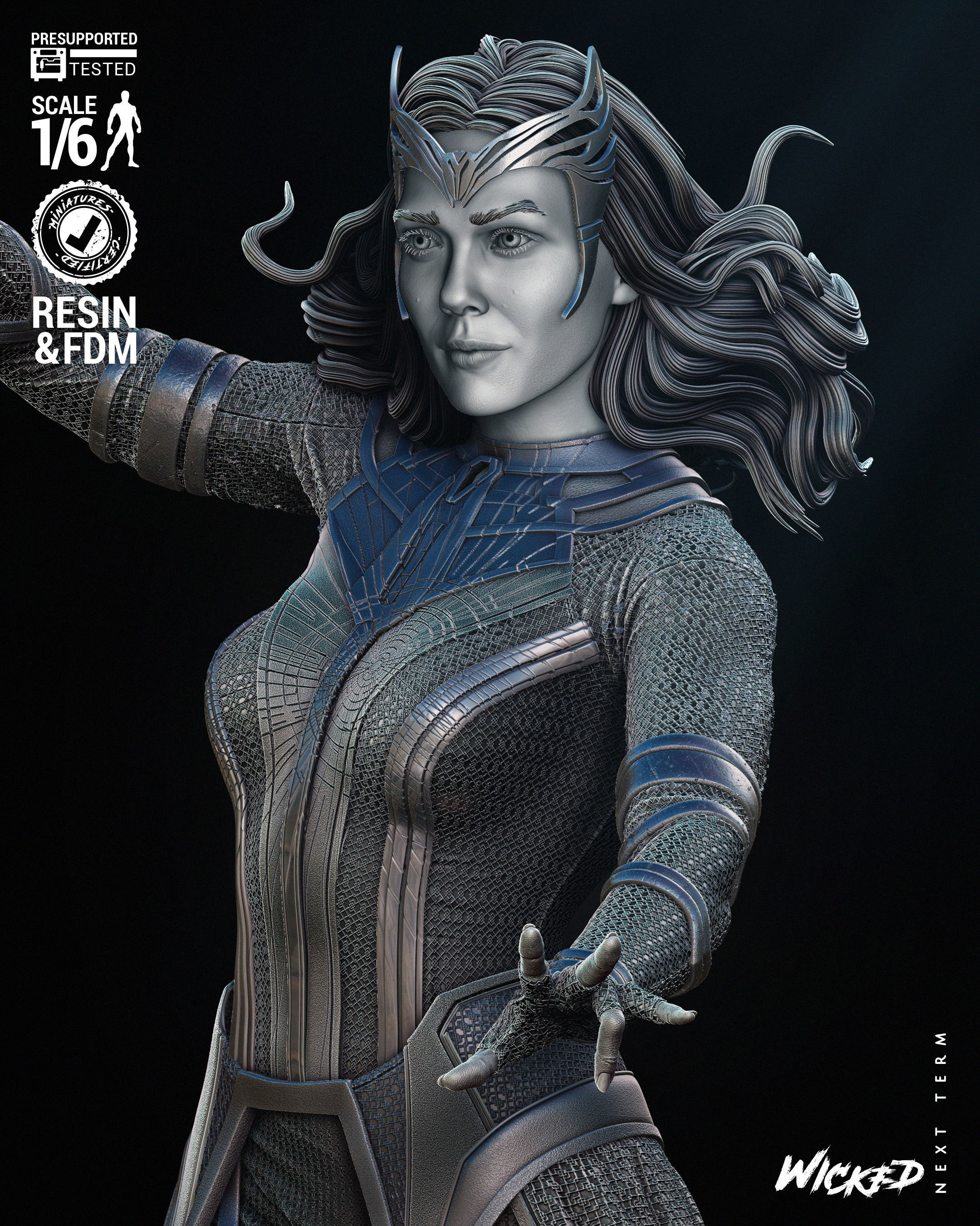 Wicked Marvel Scarlet Witch Sculpture 3D print model_17