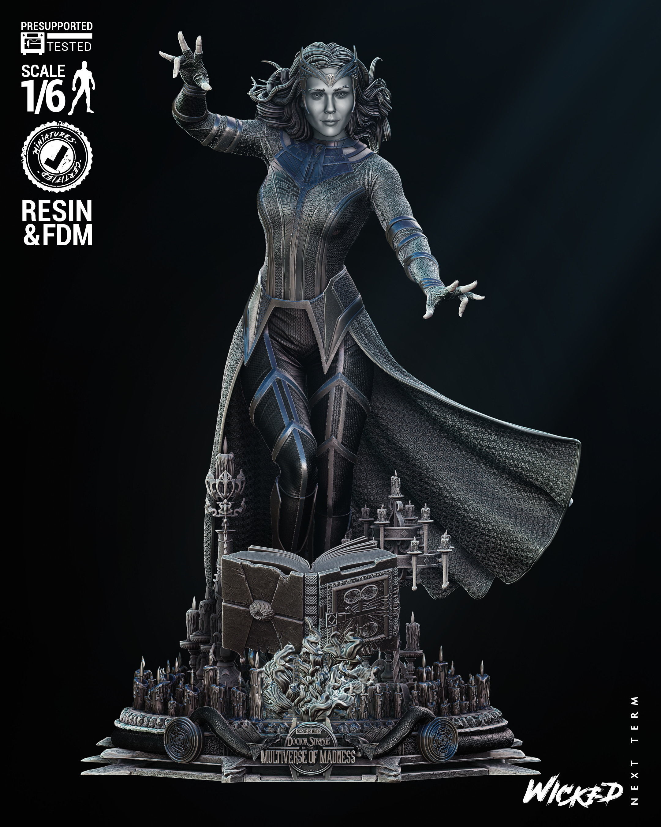 Wicked Marvel Scarlet Witch Sculpture 3D print model_9