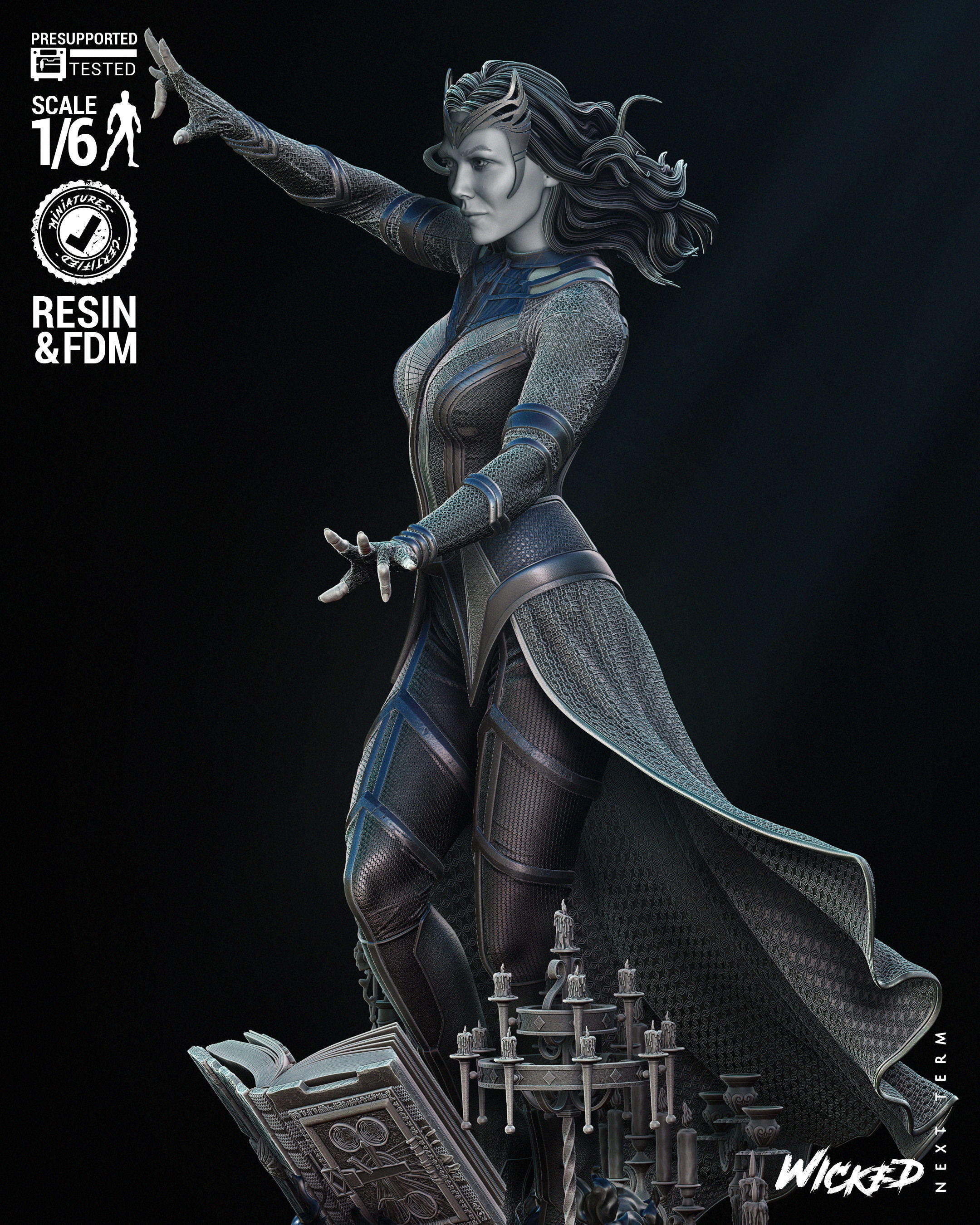 Wicked Marvel Scarlet Witch Sculpture 3D print model_25