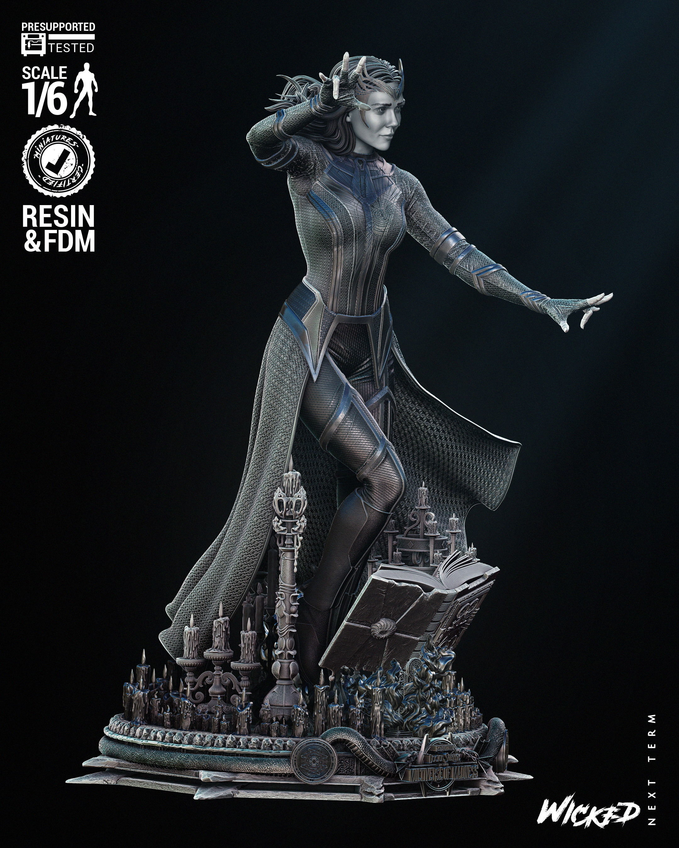 Wicked Marvel Scarlet Witch Sculpture 3D print model_14