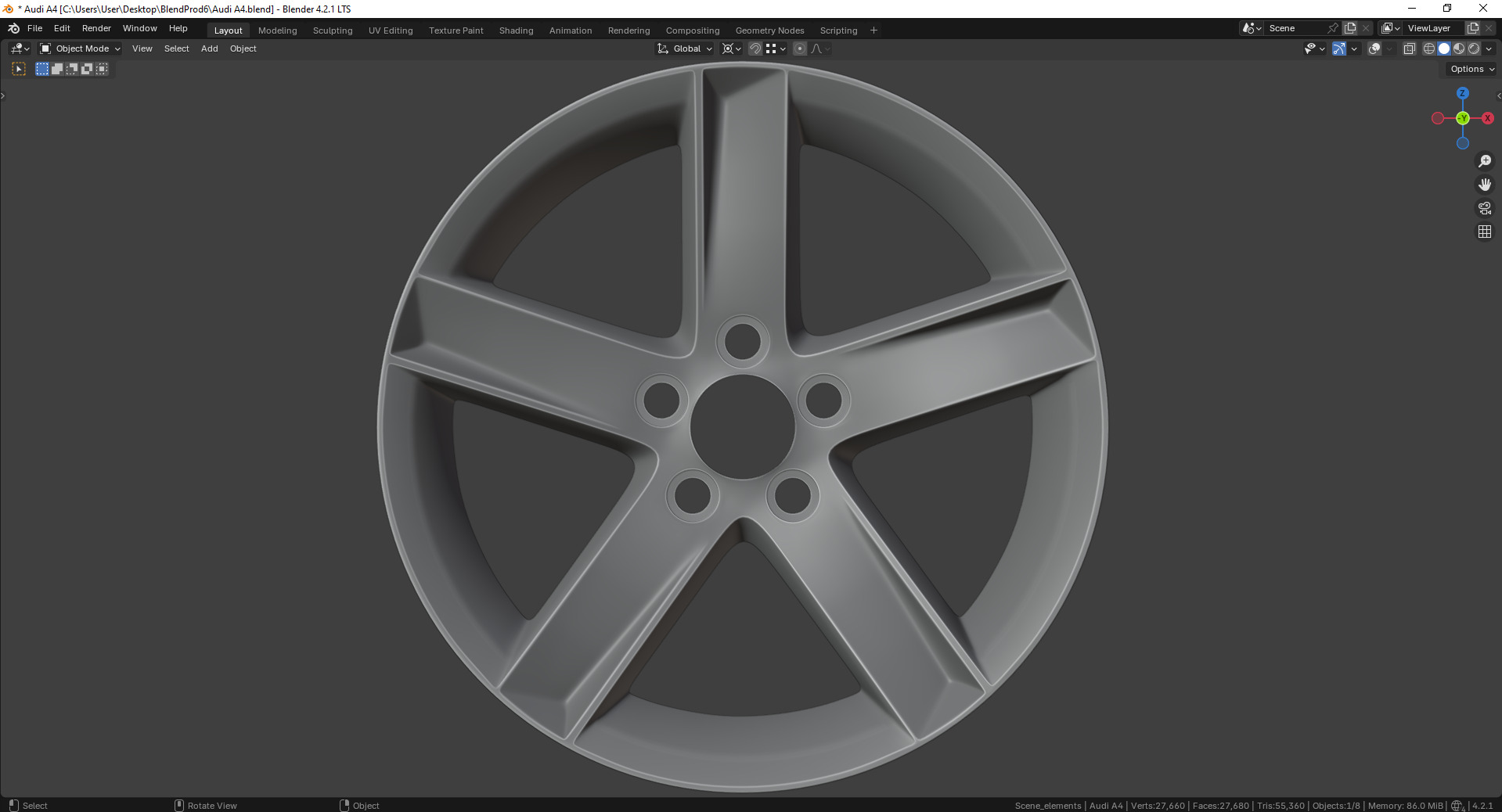 Audi A4 8K00714 Rim 3D model_5