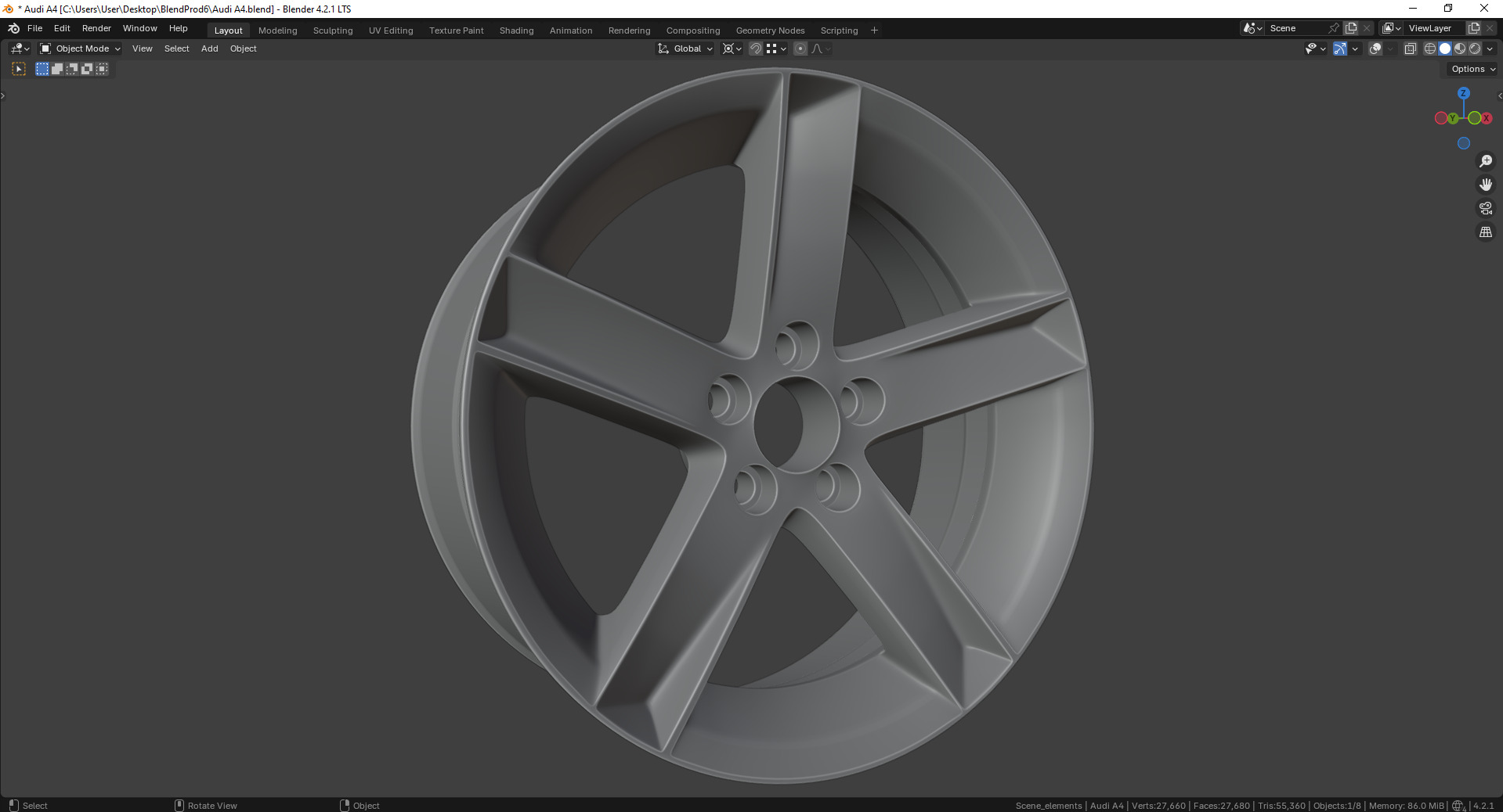 Audi A4 8K00714 Rim 3D model_6
