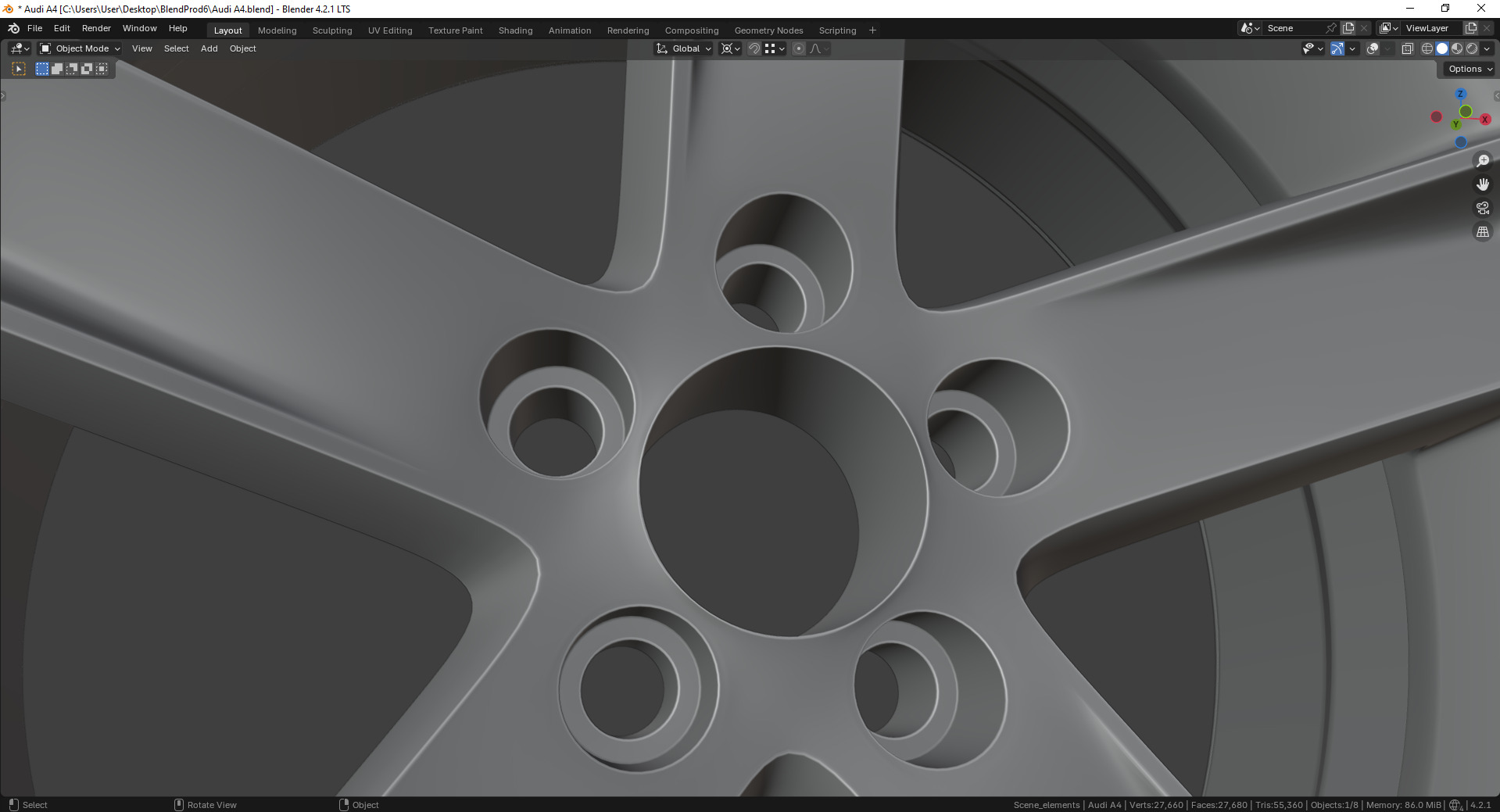 Audi A4 8K00714 Rim 3D model_10