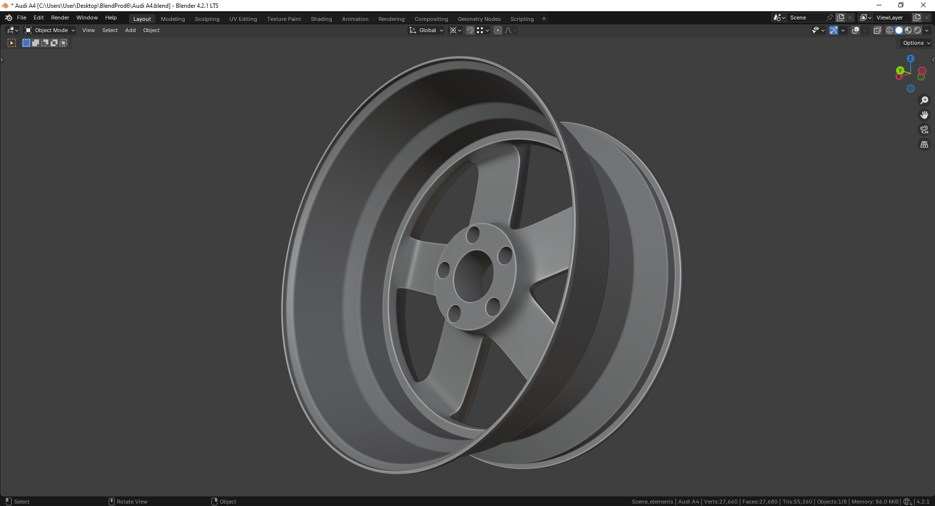 Audi A4 8K00714 Rim 3D model_8
