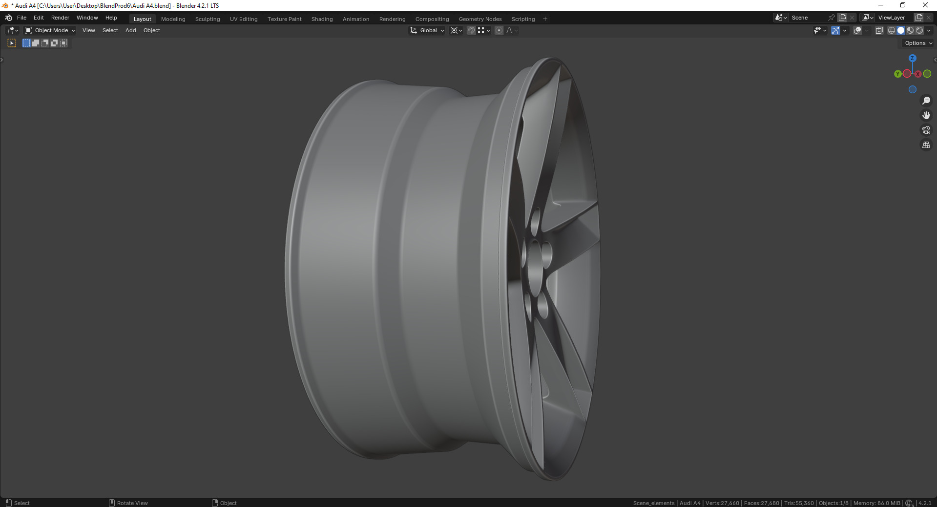 Audi A4 8K00714 Rim 3D model_7