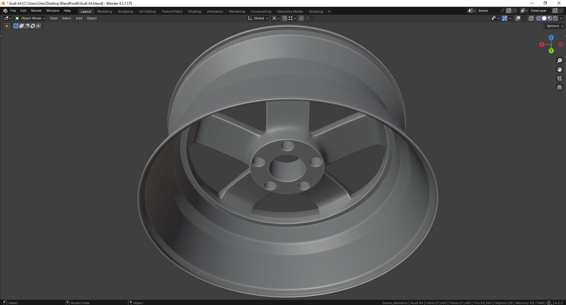 Audi A4 8K00714 Rim 3D model_13