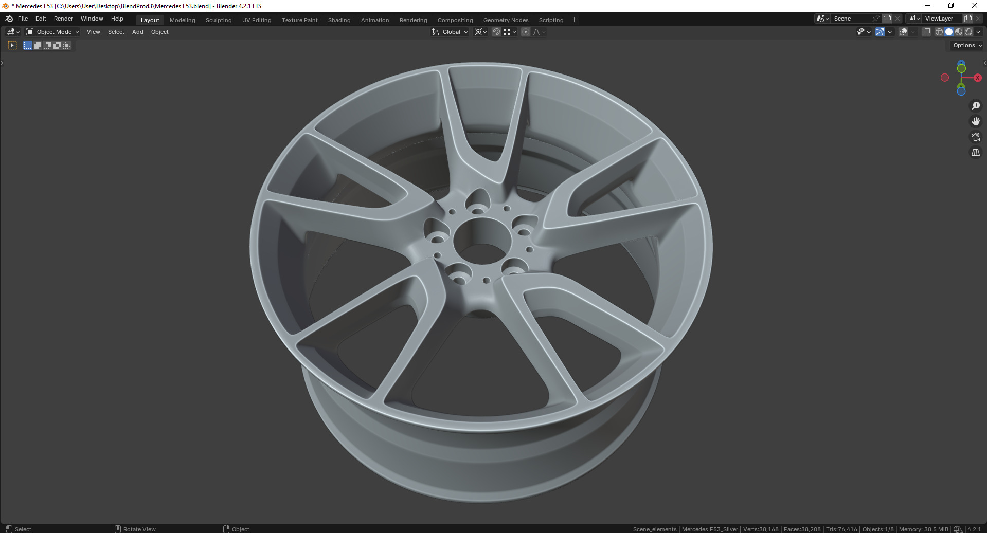 Mercedes E53 85544MB Rim 3D model_9