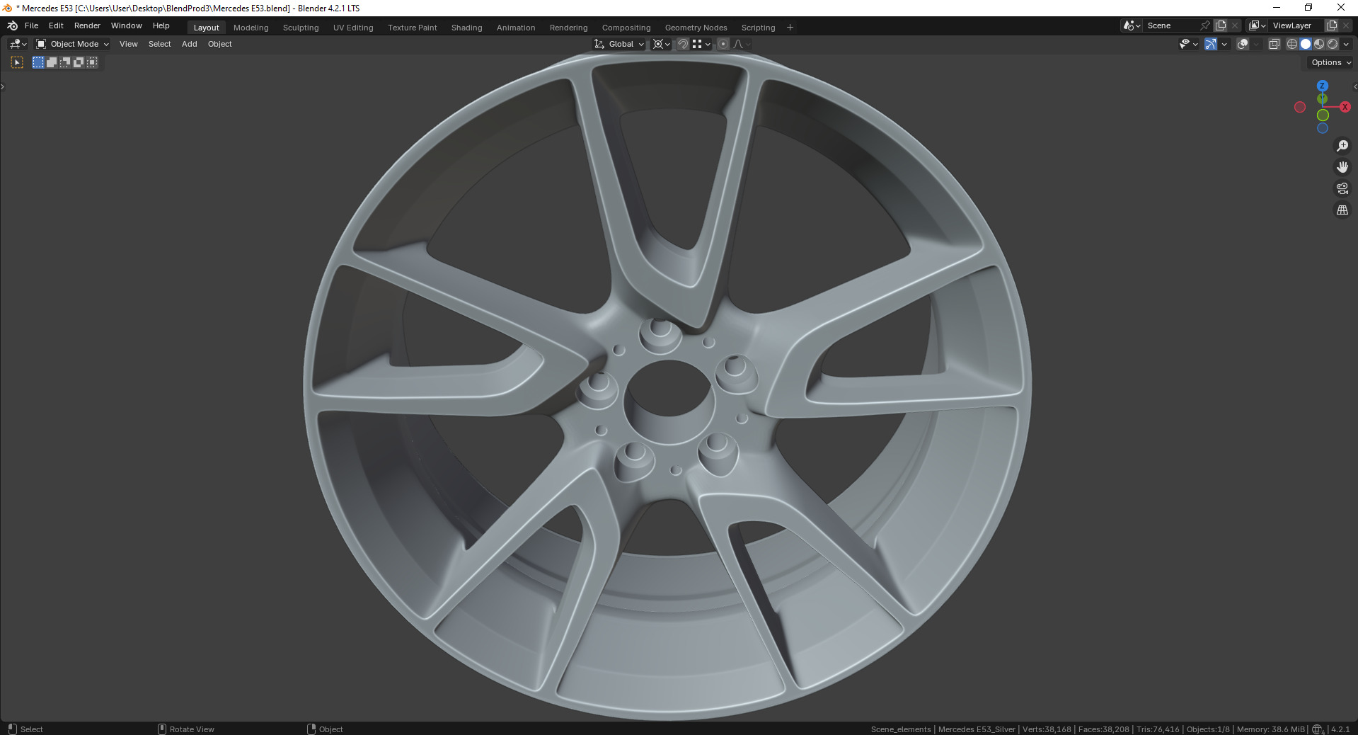 Mercedes E53 85544MB Rim 3D model_12