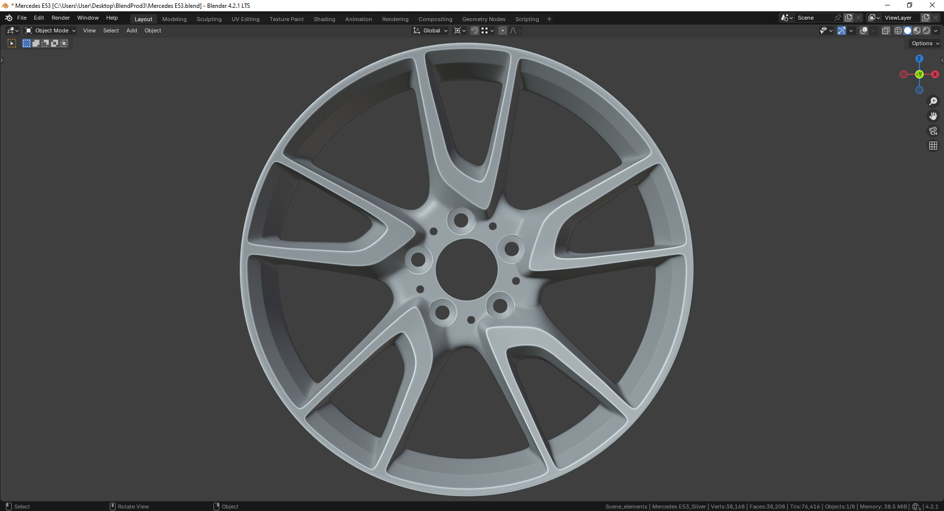 Mercedes E53 85544MB Rim 3D model_5