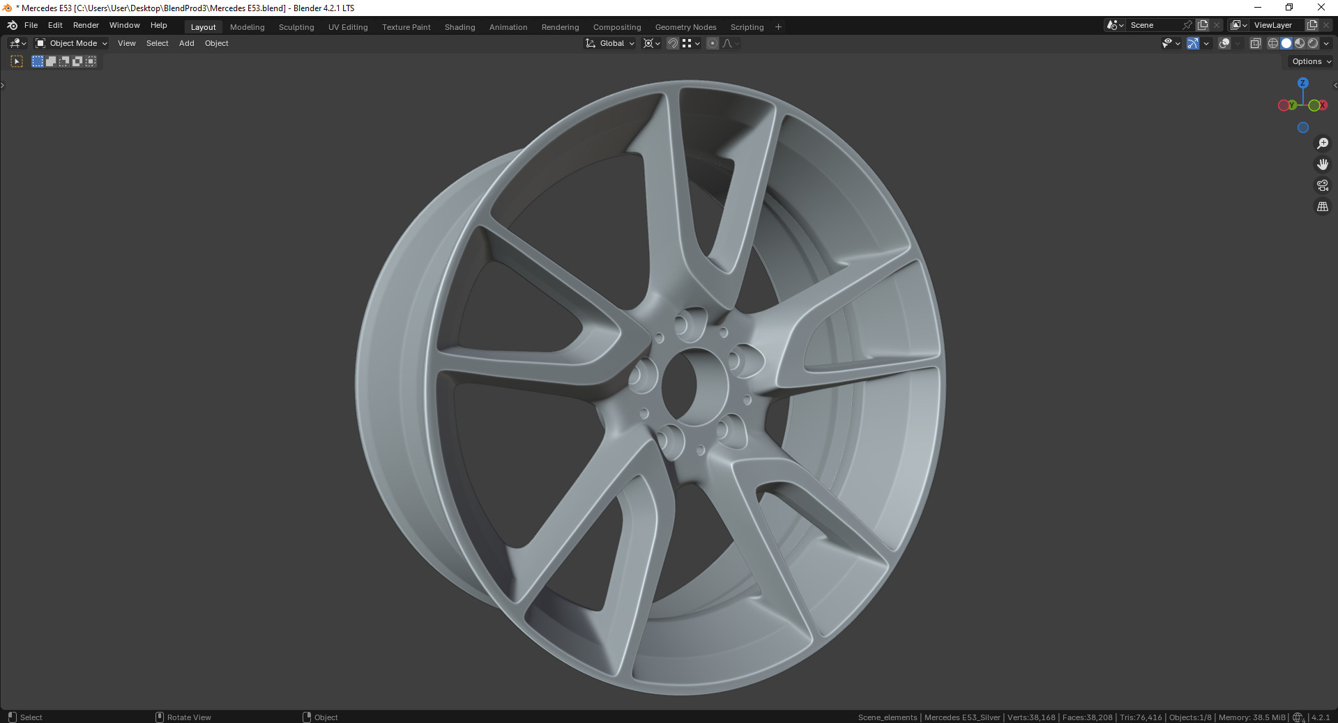 Mercedes E53 85544MB Rim 3D model_6