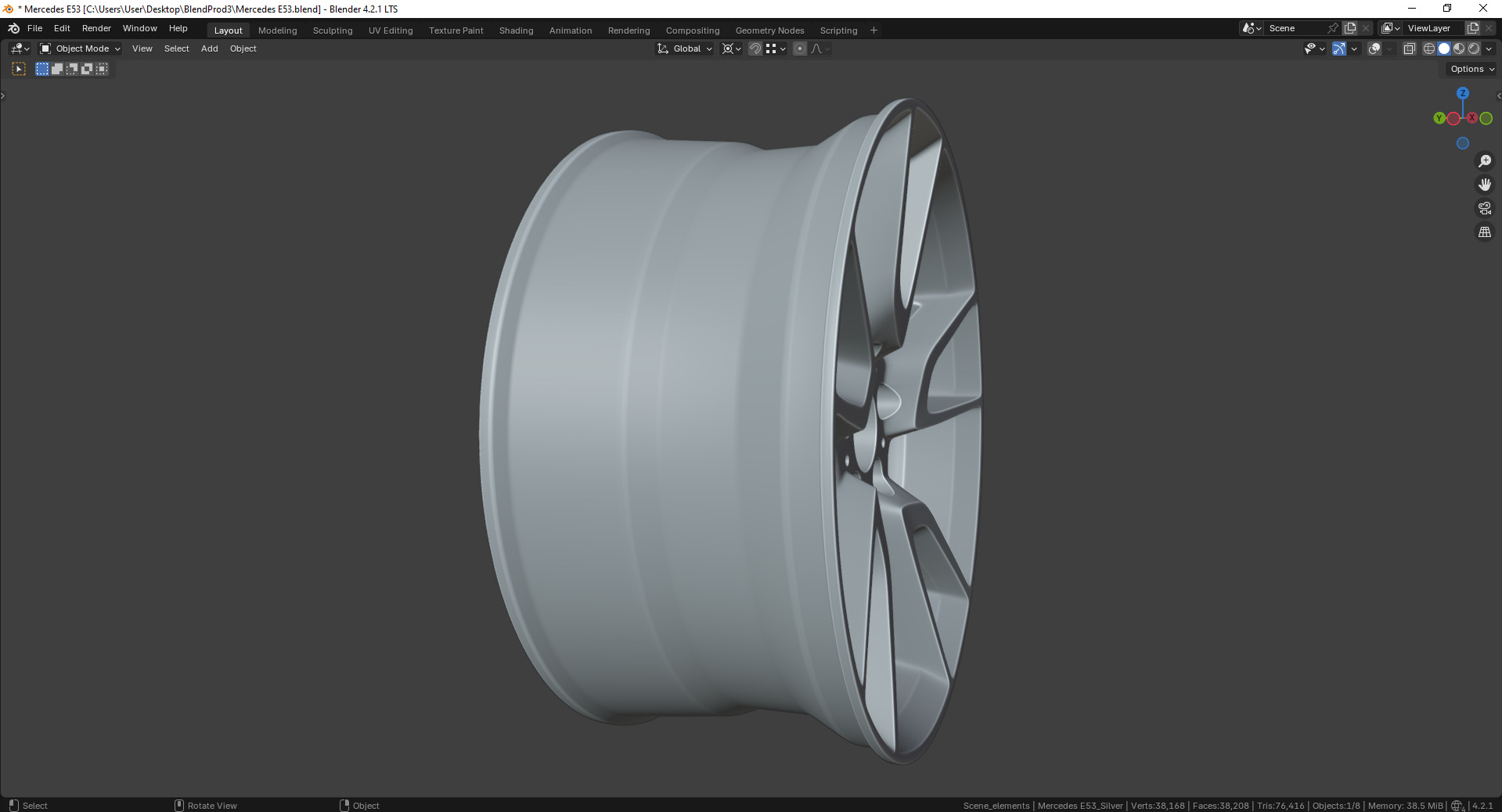 Mercedes E53 85544MB Rim 3D model_7