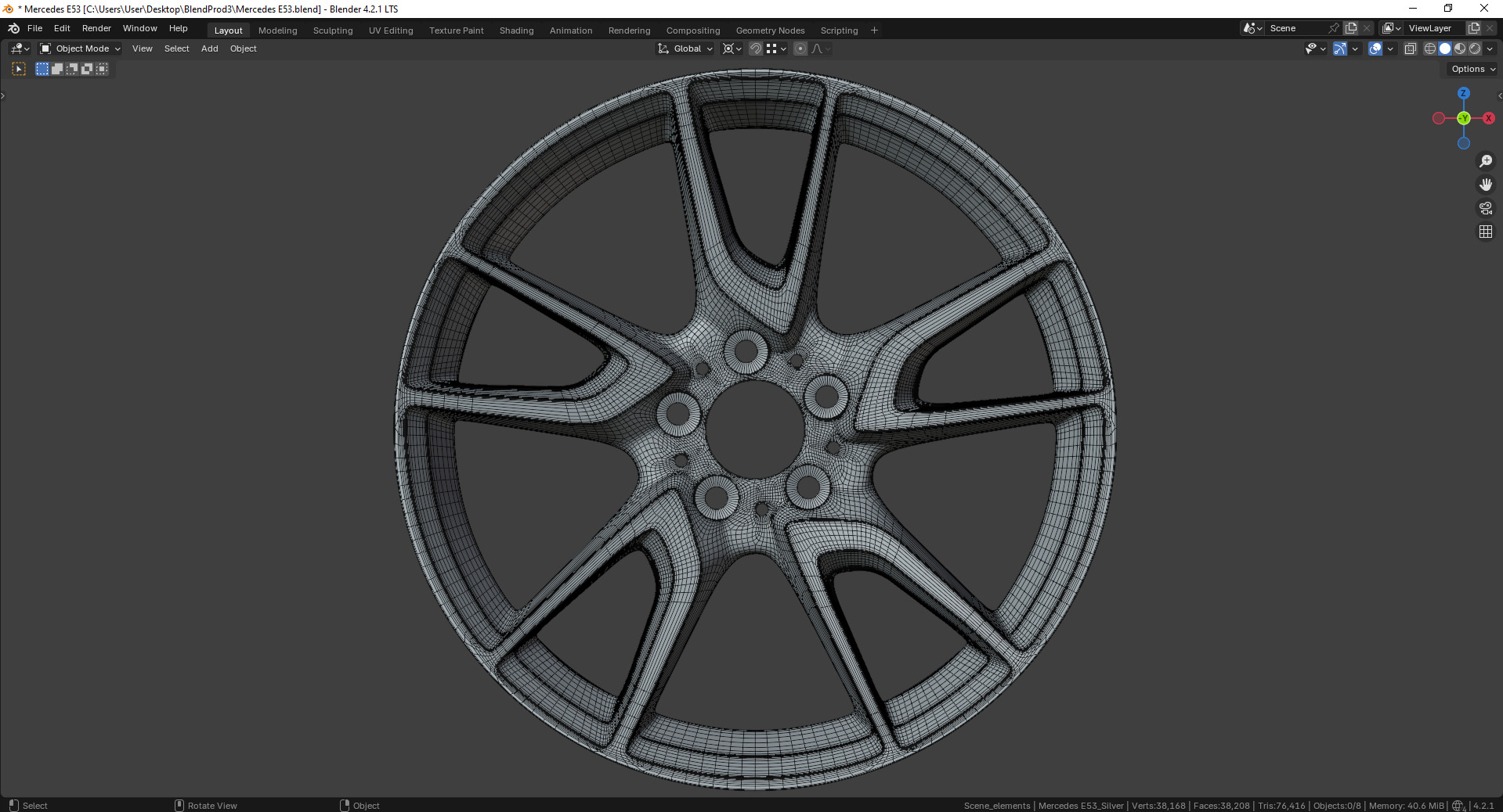 Mercedes E53 85544MB Rim 3D model_15
