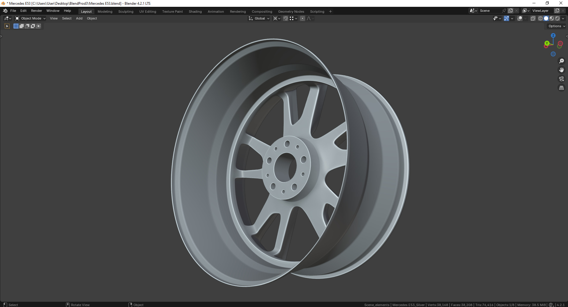 Mercedes E53 85544MB Rim 3D model_8