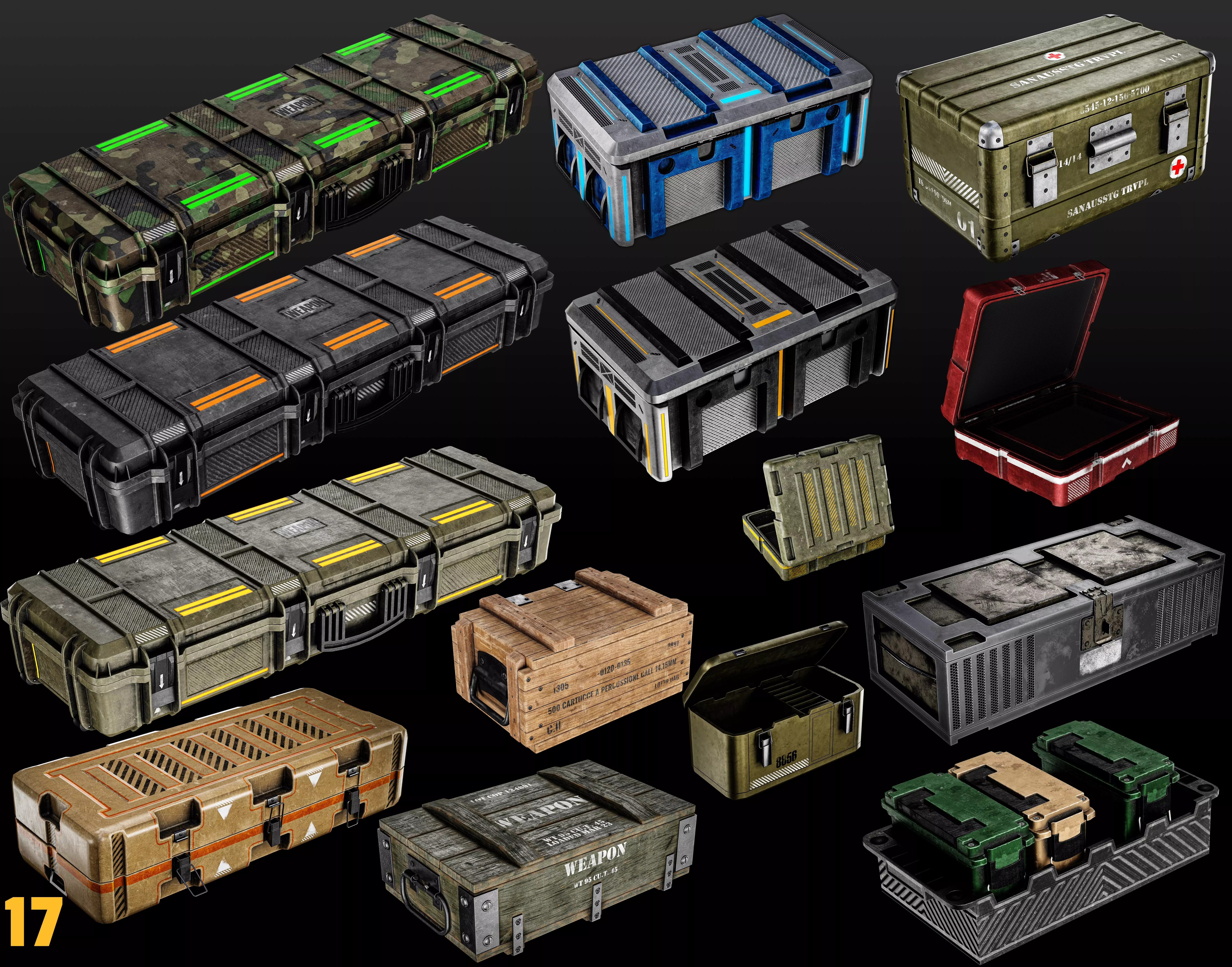 17 Crate Game Asset 3D model_0