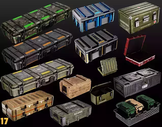 17 Crate Game Asset 3D model