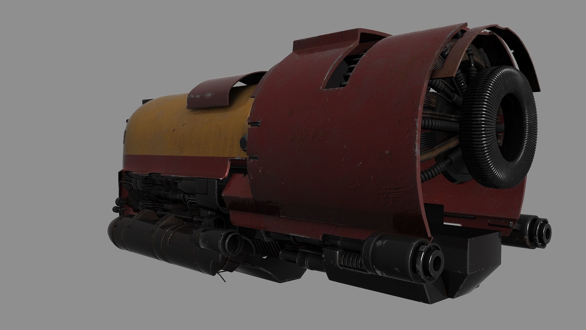 Diesel Punk Train Low-poly 3D model_3