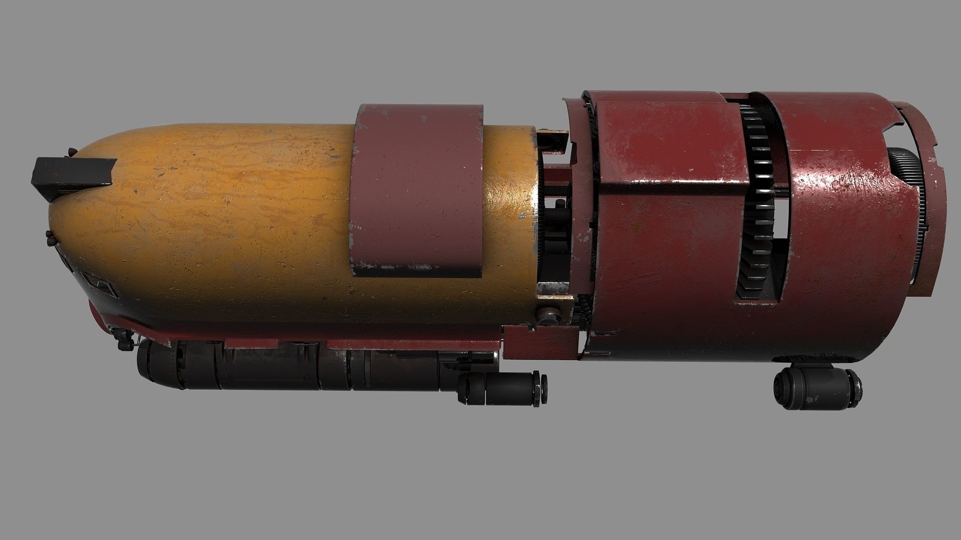 Diesel Punk Train Low-poly 3D model_2