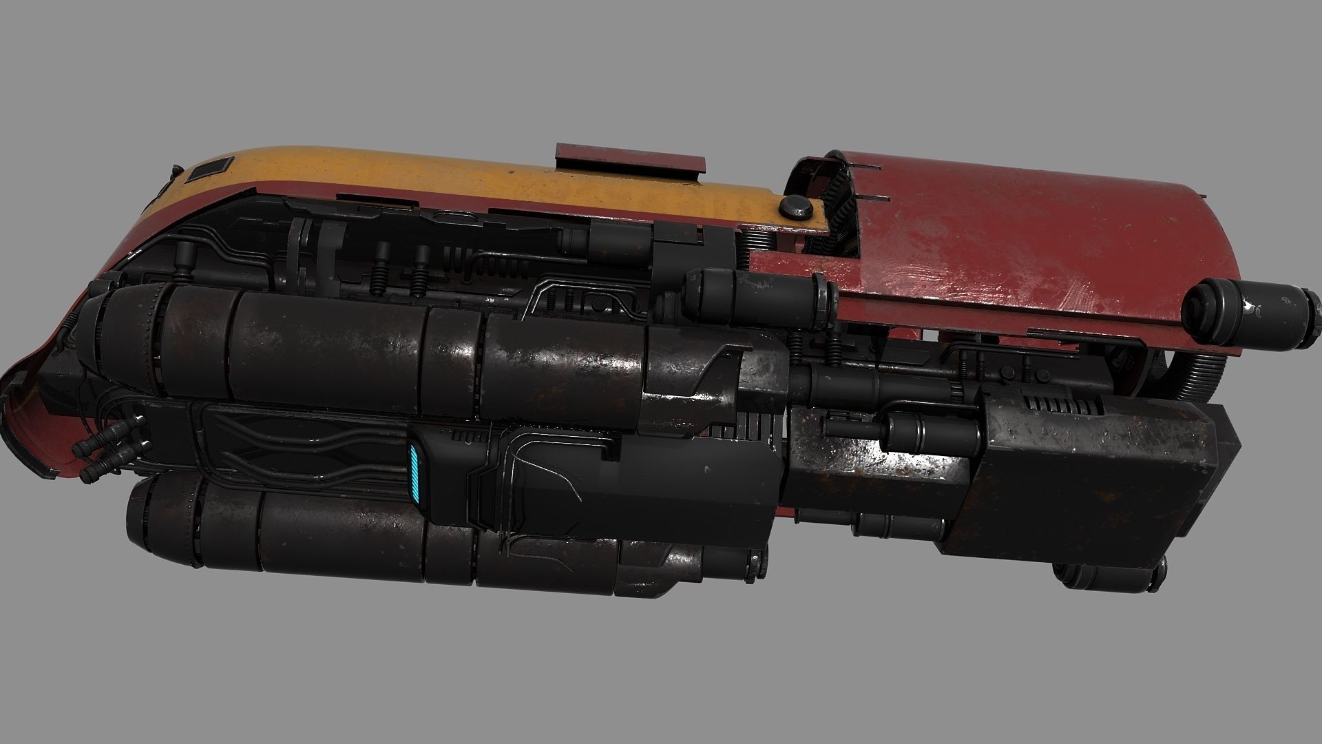 Diesel Punk Train Low-poly 3D model_1